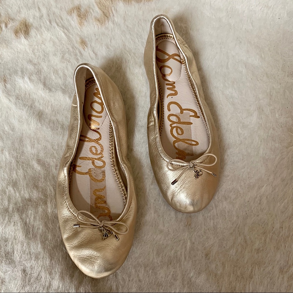 Gold Sam Edelman Felicia Ballet Flats With Bow